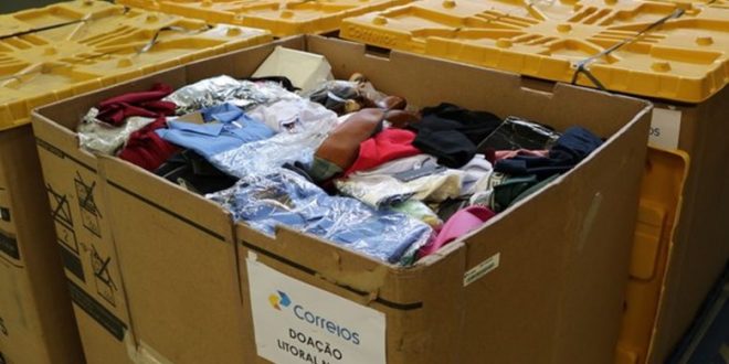 Correios envia 20 toneladas de doações para desabrigados no Litoral Norte